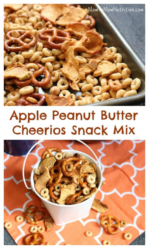 Combine the flavors of fall with this simple, crunchy apple peanut butter Cheerios snack mix. Made with Honey Nut Cheerios, dried apple chips, and peanut butter chips!