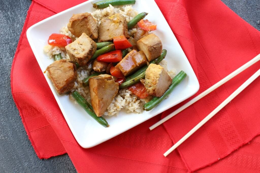Ginger Pork Stir-Fry is a one pot meal with a simple stir-fry sauce made with Truvia® Nectar. It truly satisfies and meets the criteria for an easy weeknight meal. 