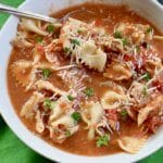 Italian Chicken Soup is a yummy, hearty, chicken soup with Italian flavor! It’s just like the classic chicken noodle with tomatoes, pesto, and lots of cheese!