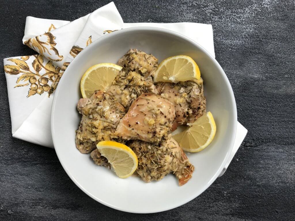 Lemon rosemary chicken thighs make one simple weeknight meal with pantry staple ingredients and the ease of your slow cooker! Fancy enough for entertaining or simple enough for an everyday dinner.