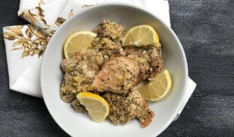 Lemon rosemary chicken thighs make one simple weeknight meal with pantry staple ingredients and the ease of your slow cooker! Fancy enough for entertaining or simple enough for an everyday dinner.