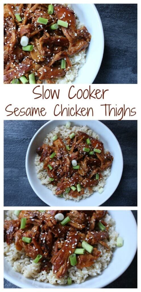 Bring out your slow cooker and pantry staple ingredients for a sweet and spicy sesame chicken thighs recipe!  