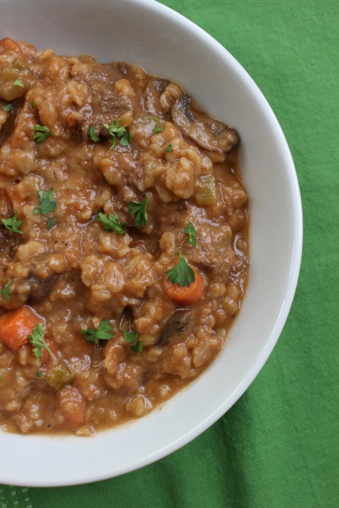 img_3329 - Mom to Mom Nutrition Beef barley soup is made with whole grains, tender pieces of beef, and lots of veggies, making it the perfect one-pot meal!