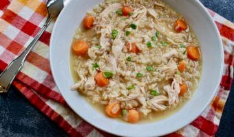 Chicken and rice soup is comfort food in a bowl made with few ingredients and packed full of flavor!