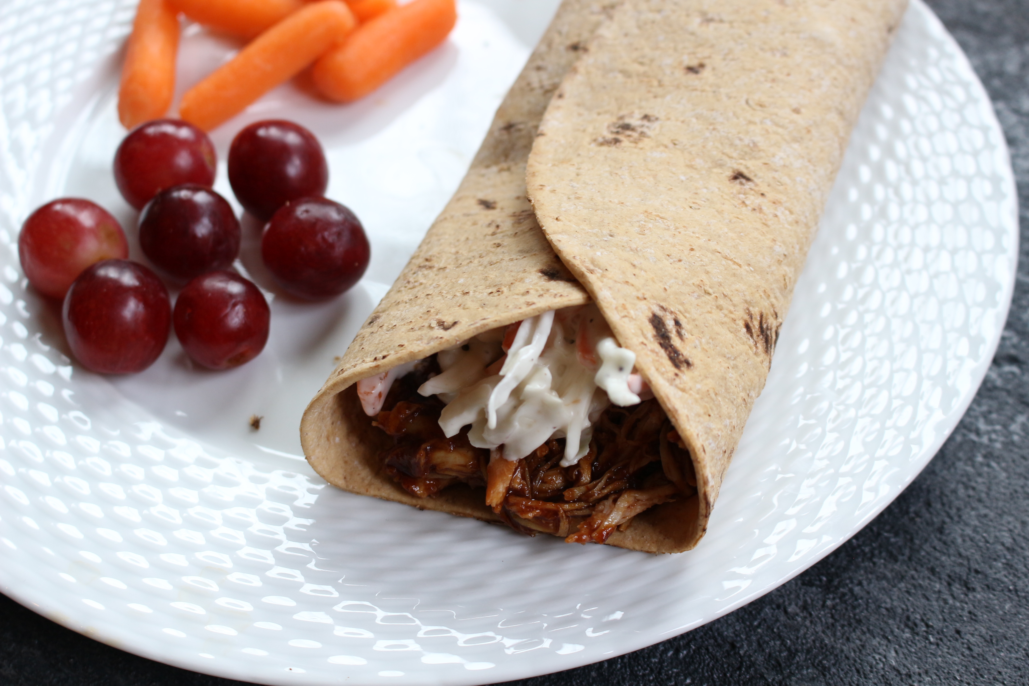 BBQ Chicken Wrap With Crunchy Coleslaw Topping - Mom To Mom Nutrition