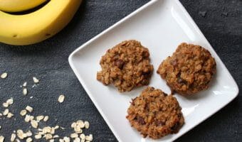 Banana oatmeal cookies make a perfect breakfast on-the-go or after school snack, and are the perfect way to use ripe bananas!