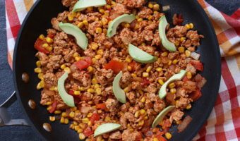 A twist on the traditional sloppy joe, made with lean ground turkey, Mexican spices, and topped with fresh avocado slices.
