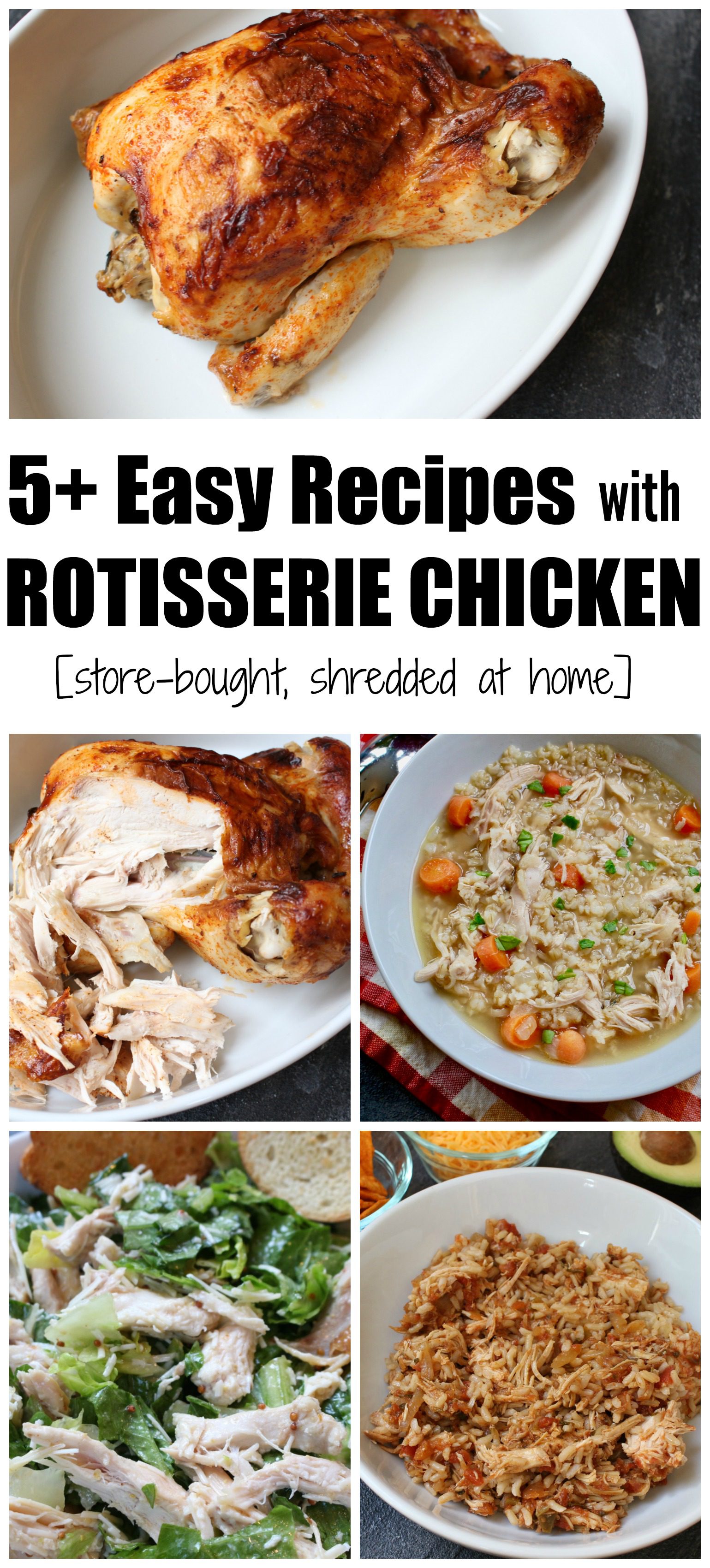 Get an easy dinner on the table in no time by making one of these recipes using a rotisserie chicken! Let the store do the cooking, and all you need to do is shred the chicken when you get home.