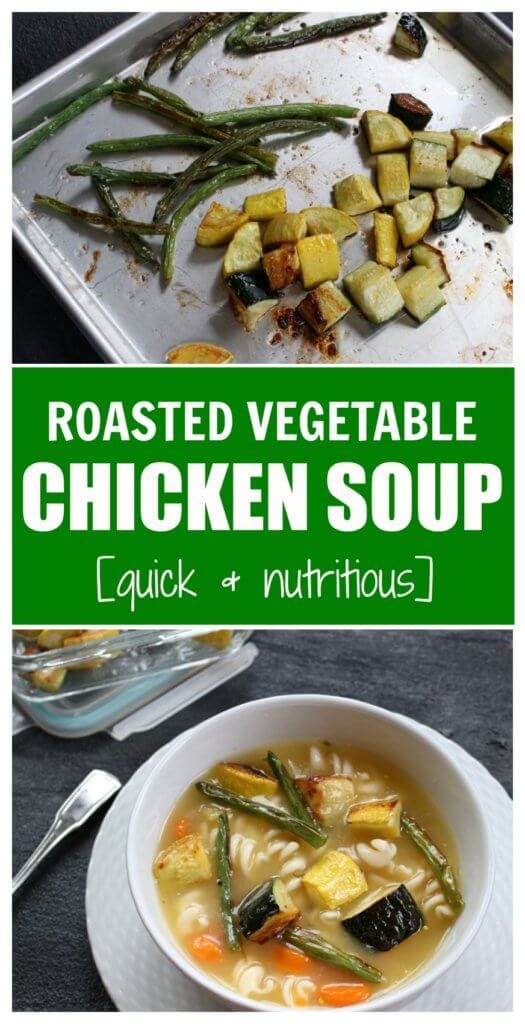 Cook once and dine twice with a big batch of roasted vegetables. And make the most of the leftovers by adding them to a simple chicken soup! 