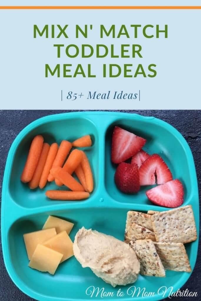 Build a variety of healthy toddler meal ideas for your toddler [and entire family] from a basic food list of their favorite foods! #toddlerlunchideas #toddlermealideas #kidfriendlyrecipes #lunchboxideasfortoddlers #lunchboxideasforkids