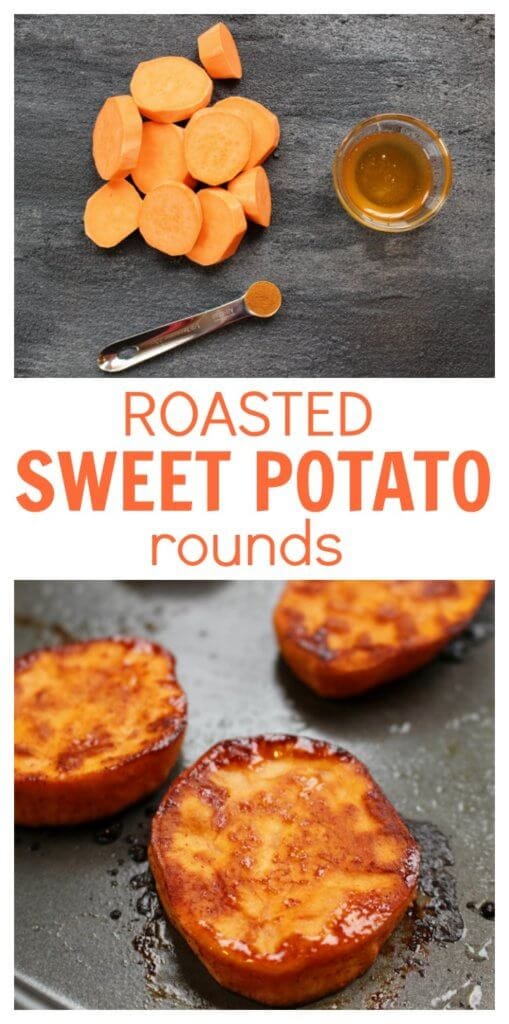 Roasted sweet potato rounds make a simple, healthy side dish or perfect first food for your baby. Just slice, roast, and enjoy! 