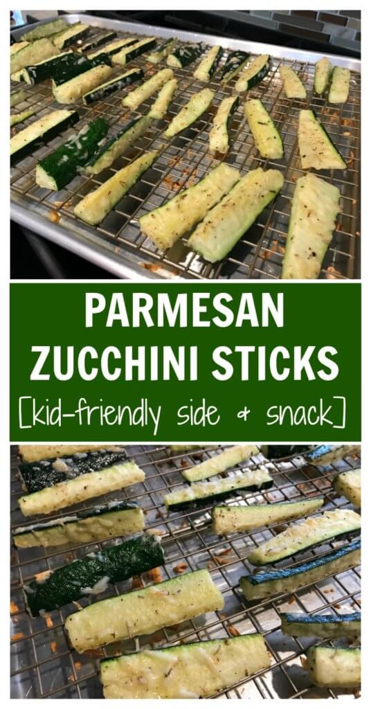PicMonkey Image - Mom to Mom Nutrition Parmesan zucchini sticks are baked to perfection and full of cheesy parmesan flavor. A simple side dish or appetizer, served best with marinara sauce for dipping.