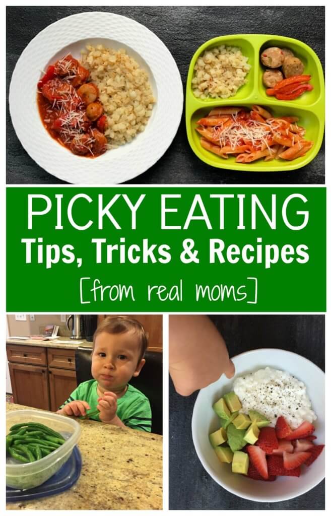 Handling the stress of picky eaters at mealtime is a struggle for many families. Here are 12 tips from real moms that have dealt with a picky eater or two, and survived to tell the tale!