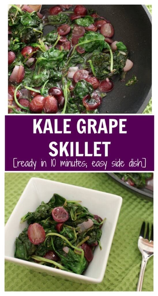 kale - Mom to Mom Nutrition Kale grape skillet is a heart-healthy side dish made with fresh kale leaves and a simple, nutritious, 100% Welch’s Grape Juice sauce.