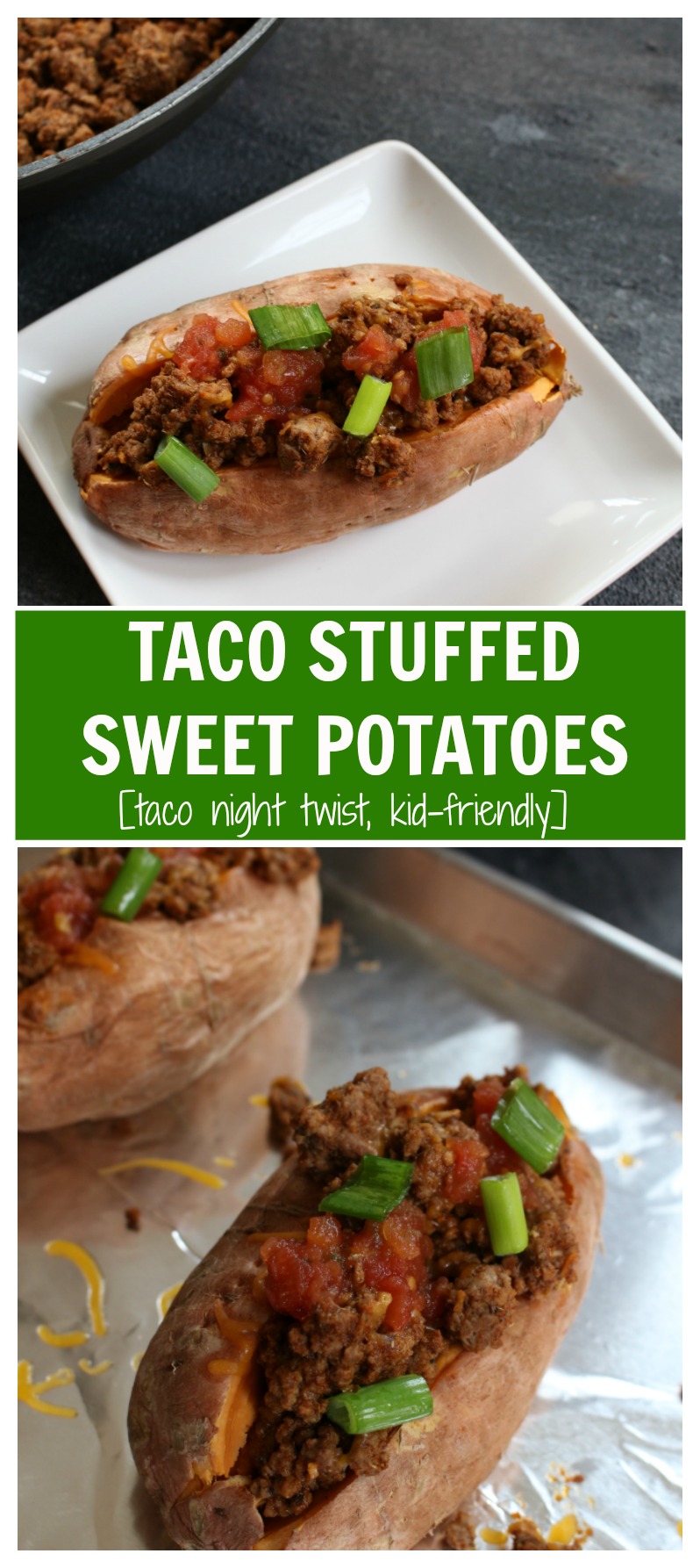 taco night - Mom to Mom Nutrition Taco stuffed sweet potatoes combine your favorite taco toppings with a nutritious sweet potato as a healthy base! Make this meal even quicker by cooking the sweet potatoes ahead of time.
