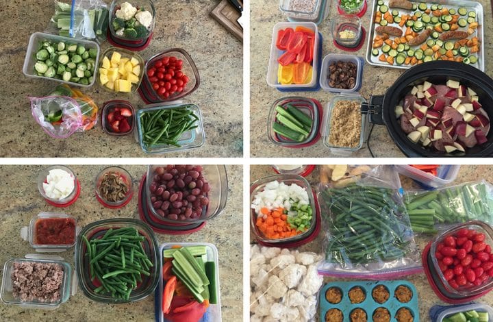 Produce prep is one way I make sure my family eats a variety of fruits and vegetables each week. One hour of washing and chopping produce each week helps with meal and snacks!