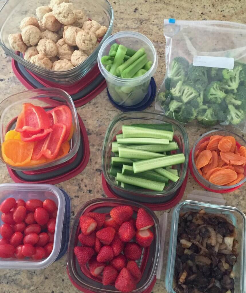 Produce prep is one way I make sure my family eats a variety of fruits and vegetables each week. One hour of washing and chopping produce each week helps with meal and snacks! 