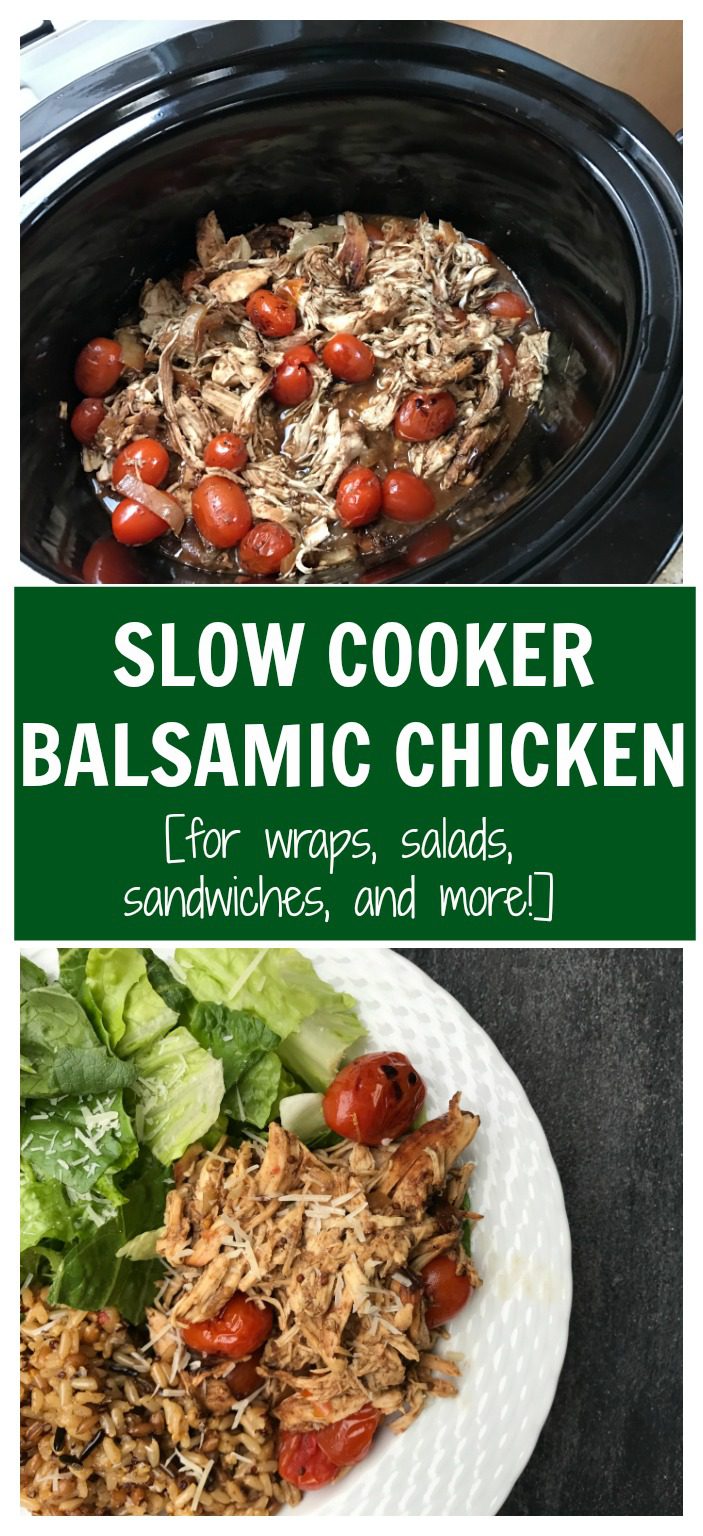 Filled with layers of flavor and simple ingredients, this slow cooker balsamic chicken is sure to make any weeknight meal taste both elegant and delicious!