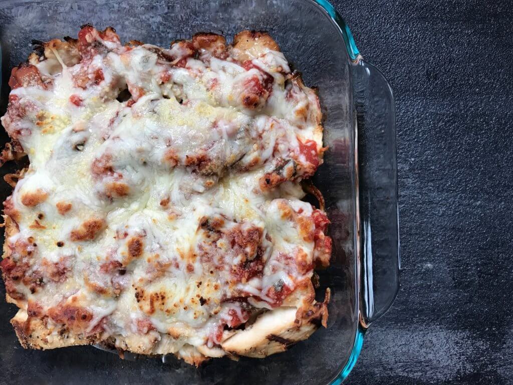 Grilled Chicken Parmesan is a lighter version of the Italian classic, made even easier by grilling the chicken ahead of time!