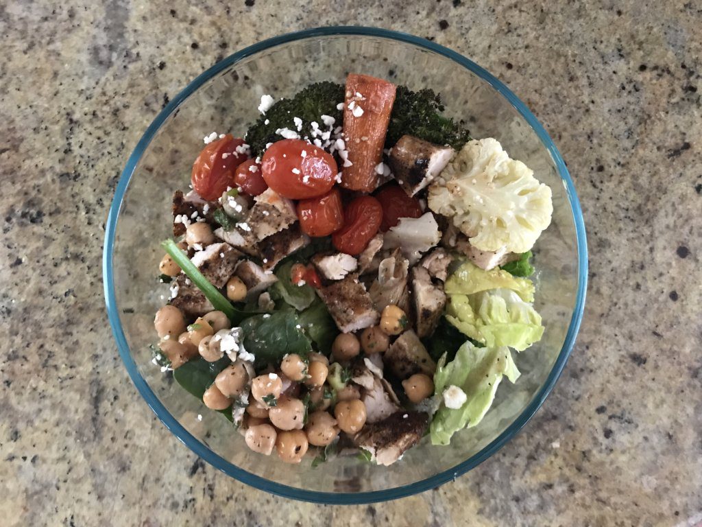 IMG_0052 - Mom to Mom Nutrition Making a salad doesn’t have to be time consuming or complicated. Here are 5 simple lunch salads that are made even easier by prepping ingredients ahead of time.