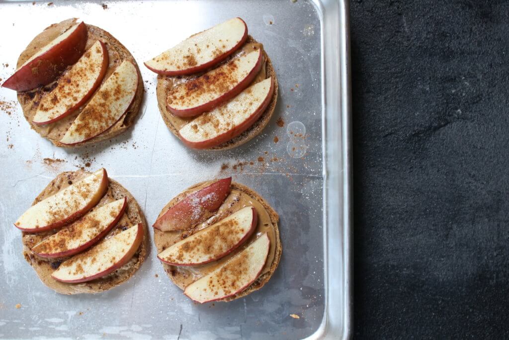 These Apple and Peanut Butter Sandwiches combine the classic flavor combination of Michigan apples and peanut butter, with a little extra fiber from the whole grain English Muffin.