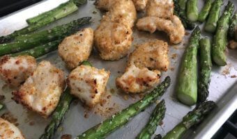 All you need is one pan, a few pantry staples, and 25 minutes until you can enjoy this simple sheet pan garlic parmesan chicken dinner.