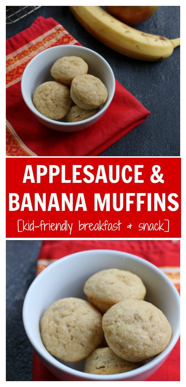 Apples and bananas make the perfect fruit combo in these applesauce banana muffins. A kid-friendly breakfast, snack, or lunchbox option!