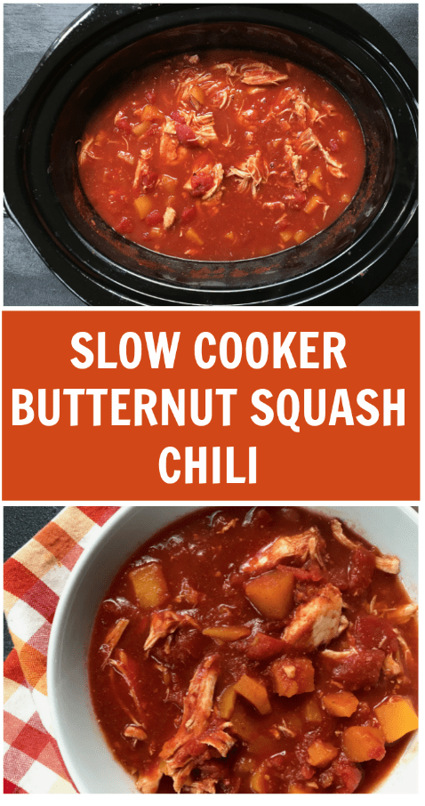 This butternut squash chili recipe is made with chicken breasts, butternut squash, and classic chili seasonings, which come together to make one hearty and delicious weeknight meal! 