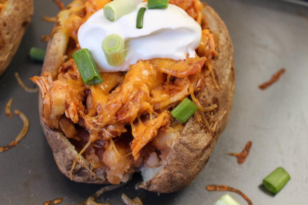 BBQ Chicken Stuffed Baked Potatoes bring together tender bites of chicken mixed with one fluffy baked potato for a simple weeknight meal.