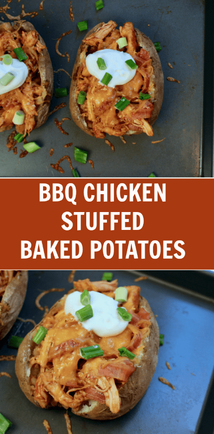 BBQ Chicken Stuffed Baked Potatoes bring together tender bites of chicken mixed with one fluffy baked potato for a simple weeknight meal.