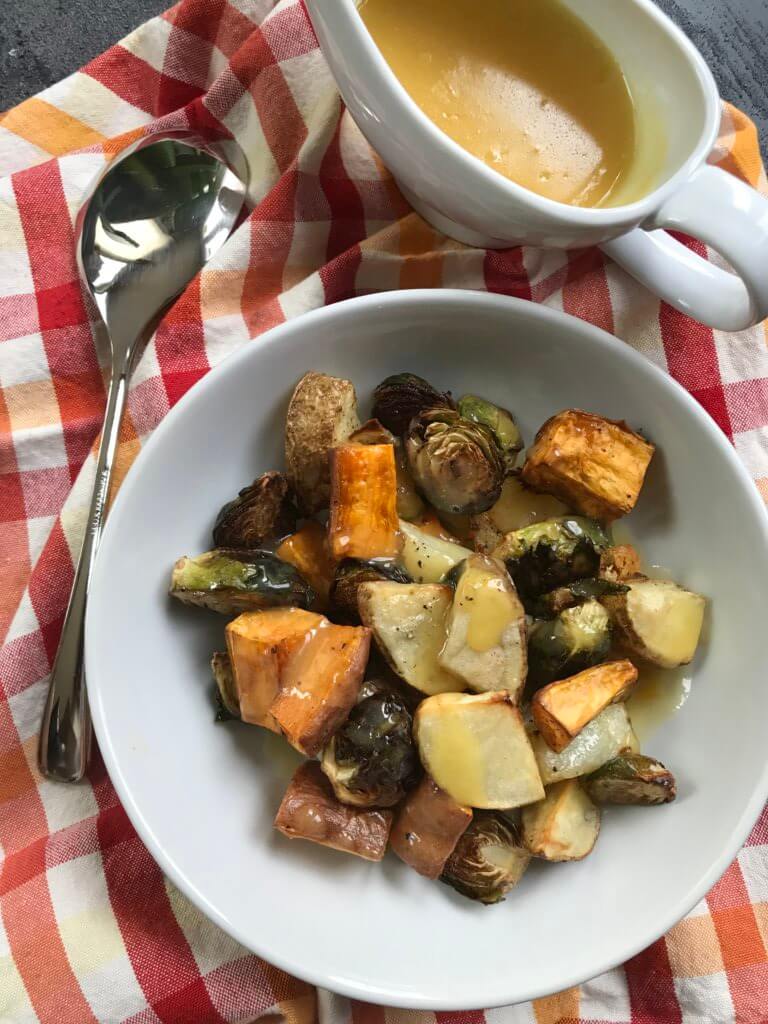 IMG_0645 - Mom to Mom Nutrition Roasted Vegetables with Orange Glaze takes roasted veggies to the next level. Made with fresh orange juice and ready in less than a minute, the sweet and savory flavors are amazing together!