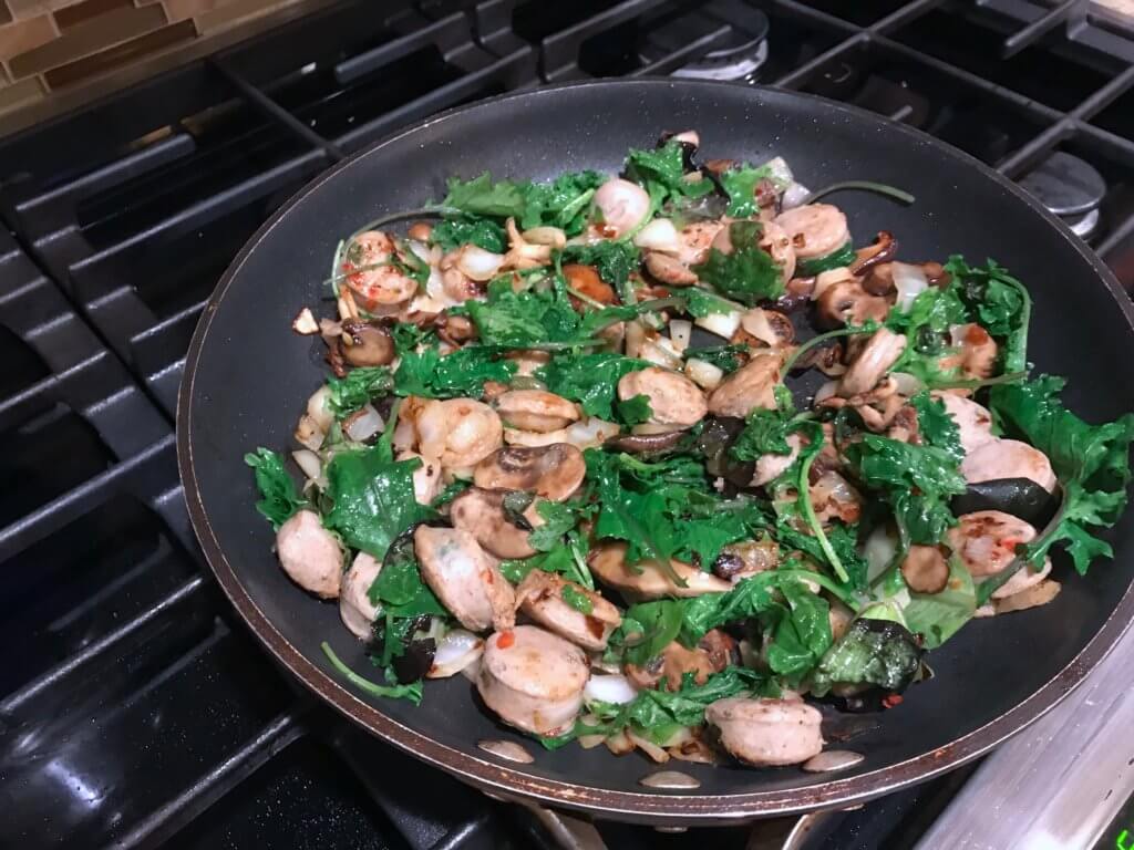 Creamy and veggie-packed, this chicken sausage and mushroom penne makes one simple and delicious weeknight meal.