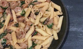 Creamy and veggie-packed, this chicken sausage and mushroom penne makes one simple and delicious weeknight meal.