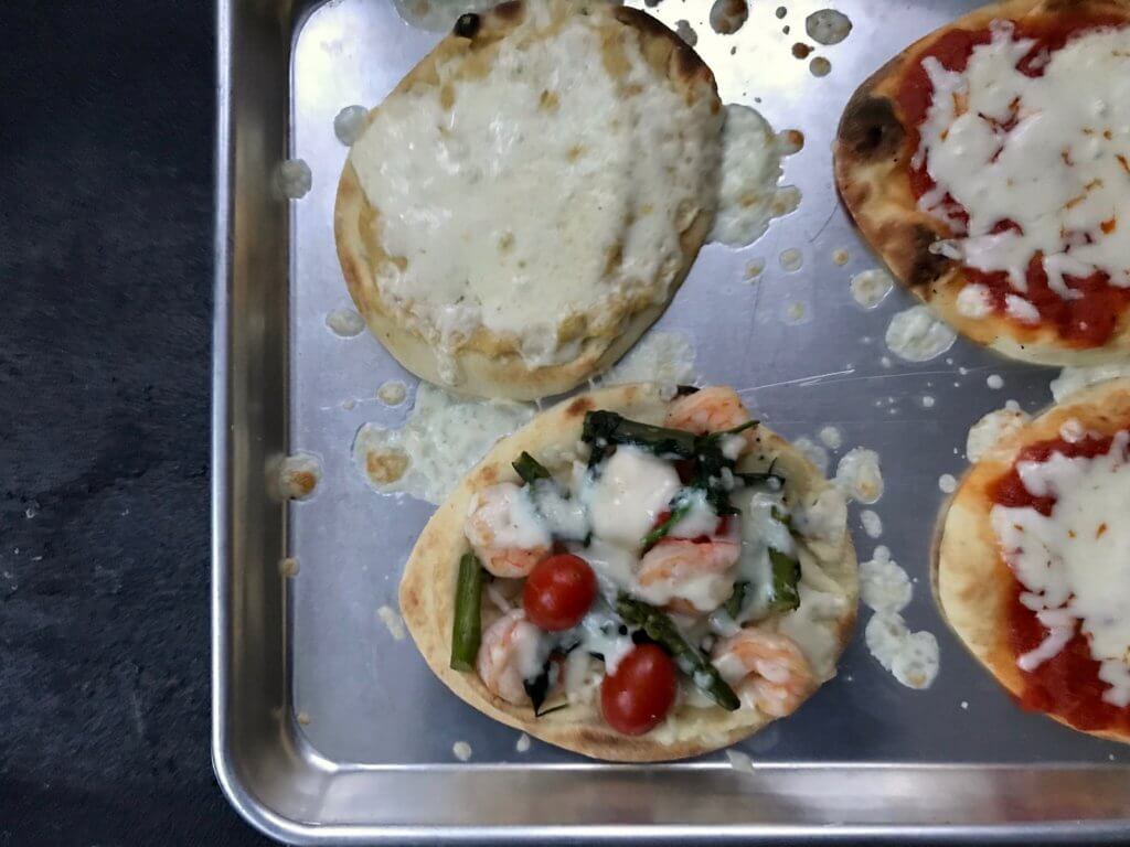 IMG_1039 - Mom to Mom Nutrition From a flatbread to a bowl with brown rice, this shrimp Florentine skillet makes the perfect, flavorful meatless meal.