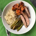 Soy Marinated Steak and Veggie Bowls are packed with protein, whole grains, and plenty of fresh vegetables, making one healthy weeknight sheet pan dinner.