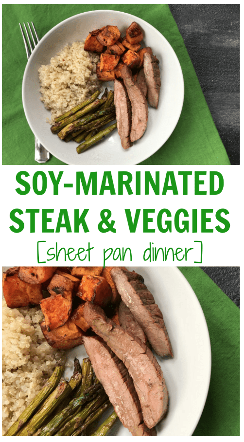Screen Shot 2018-03-08 at 8.38.23 PM - Mom to Mom Nutrition Soy Marinated Steak and Veggie Bowls are packed with protein, whole grains, and plenty of fresh vegetables, making one healthy weeknight sheet pan dinner.