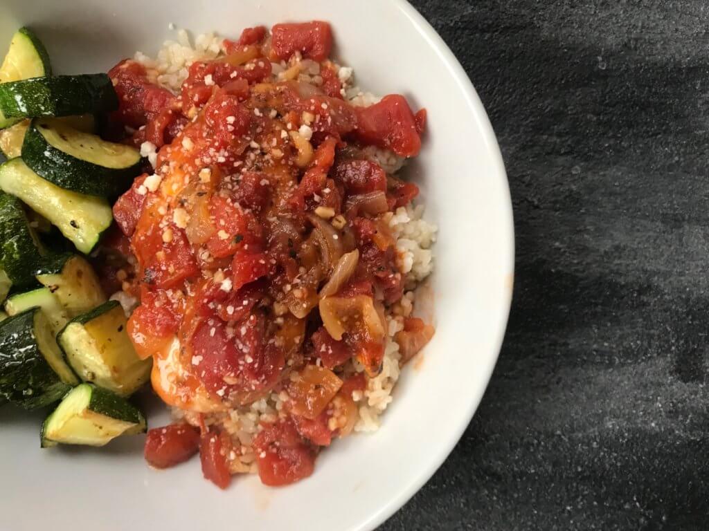 IMG_1470 - Mom to Mom Nutrition Italian chicken and rice is quick, easy, budget-friendly, and a one-pan meal that makes weeknight dining manageable.