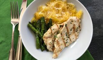 Grilled lemon chicken is a light chicken dish packed with tons of flavor from fresh lemon, garlic, oregano and parsley.