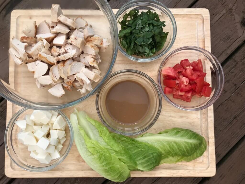 IMG_2057 - Mom to Mom Nutrition Caprese Chicken Lettuce Wraps have all the components of the classic Caprese salad with extra protein from lean chicken breast and crunch from romaine lettuce leaves. A simple and fresh meal for lunch or dinner.