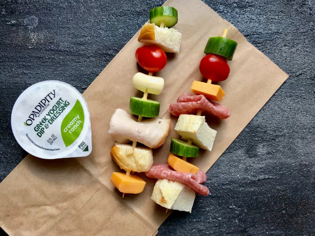 Lunch on a stick? That’s exactly what Sandwich Kabobs with Ranch Dipping Sauce are. Take your favorite sandwich and deconstruct to build a kabob. Kid and adult-friendly for an easy lunch!
