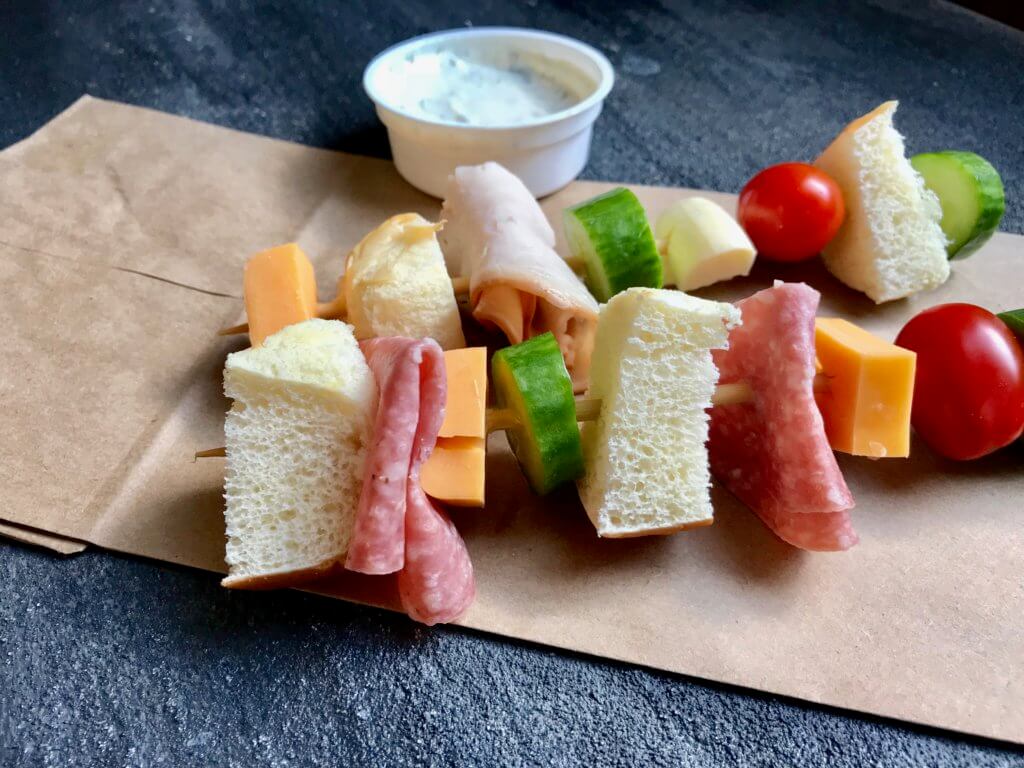 Lunch on a stick? That’s exactly what Sandwich Kabobs with Ranch Dipping Sauce are. Take your favorite sandwich and deconstruct to build a kabob. Kid and adult-friendly for an easy lunch!