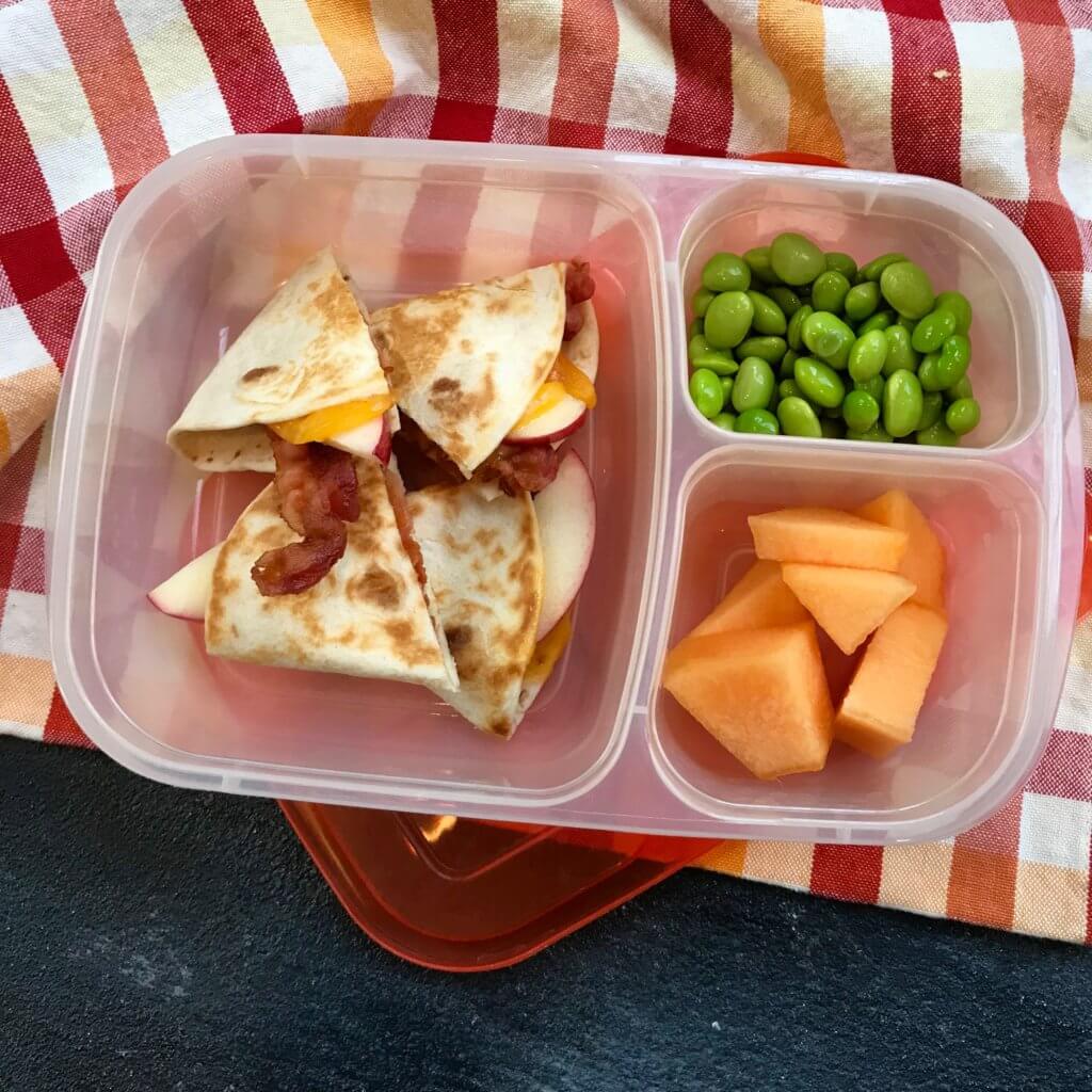 IMG_2265 - Mom to Mom Nutrition Apple, Cheddar, and Bacon Quesadillas double as lunch or dinner recipe. The perfect flavor combination of sweet, salty, and creamy, in just 4 ingredients!