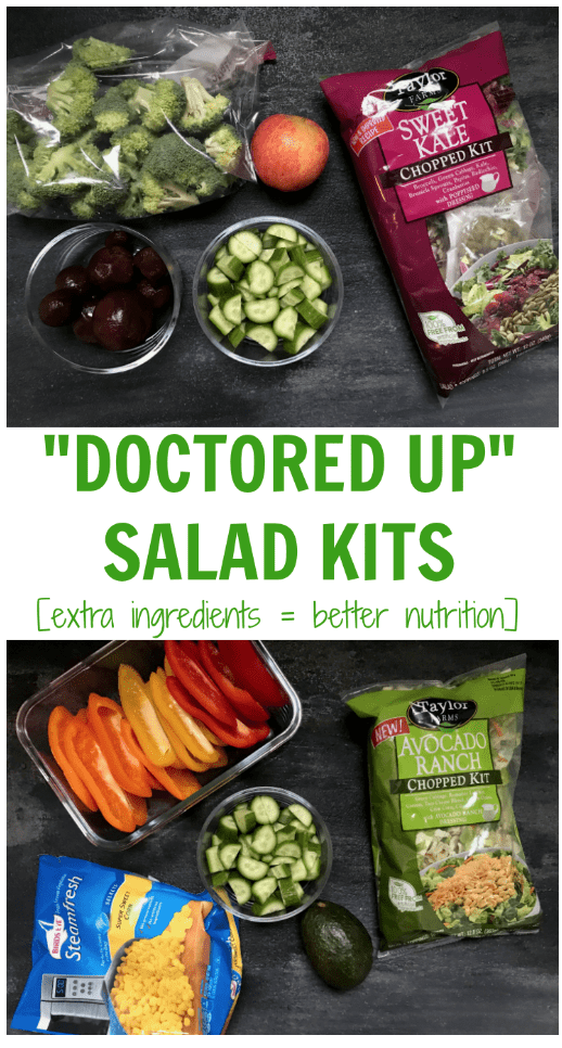 Doctored up salad kits are a great way to get more veggies and healthy ingredients in your diet with the help of this handy grocery store shortcut. 
