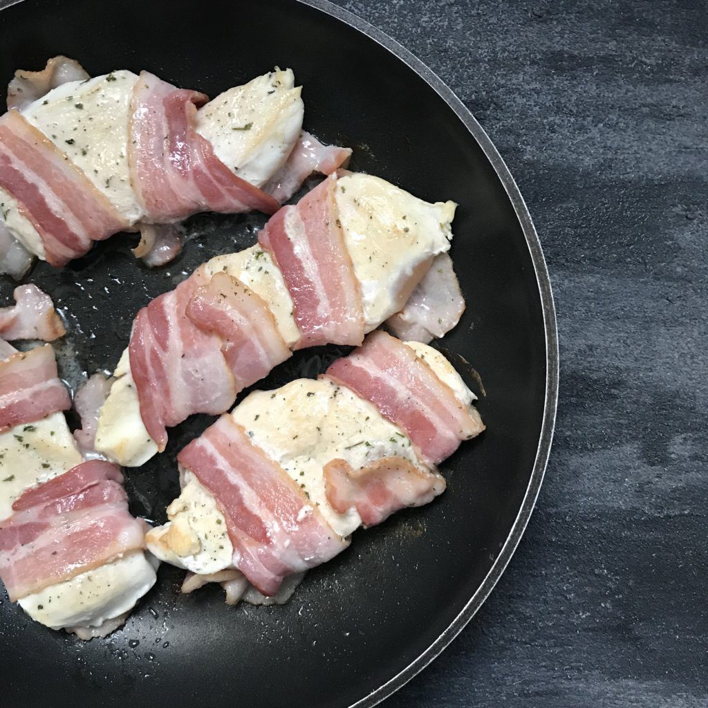 IMG_3215 - Mom to Mom Nutrition These Bacon Ranch Chicken Breasts are wrapped in bacon, seasoned with a dry ranch seasoning, and smothered with shredded cheddar cheese for a simple weeknight dinner!