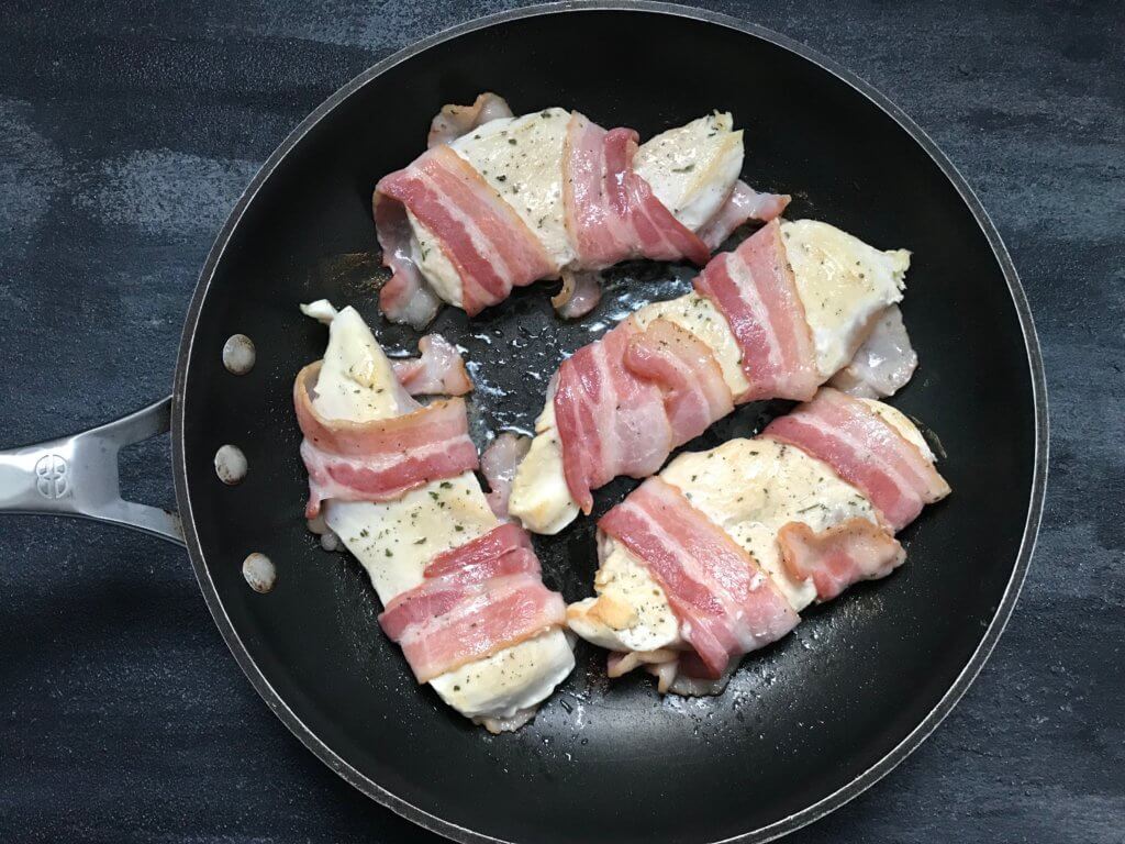 IMG_3217 - Mom to Mom Nutrition These Bacon Ranch Chicken Breasts are wrapped in bacon, seasoned with a dry ranch seasoning, and smothered with shredded cheddar cheese for a simple weeknight dinner!