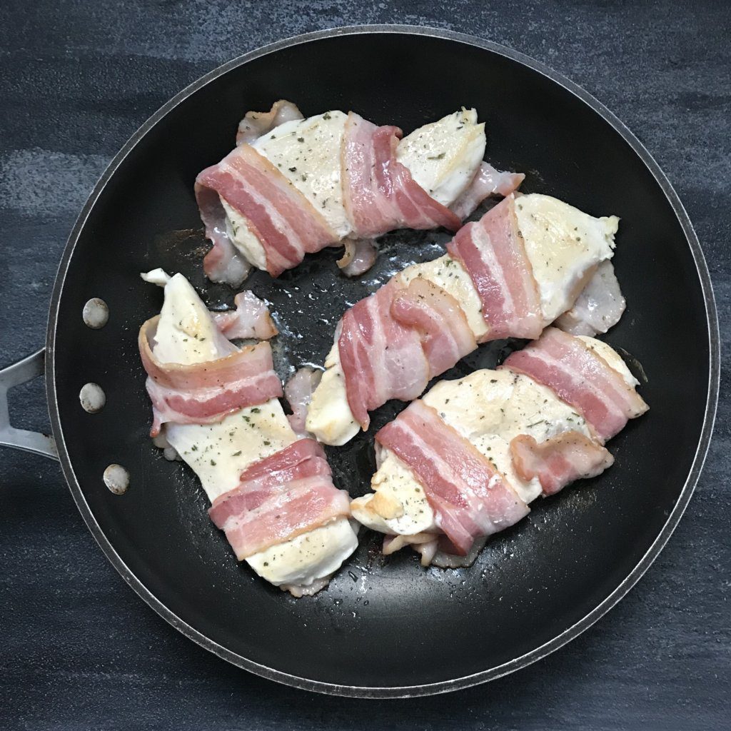 IMG_3218 - Mom to Mom Nutrition These Bacon Ranch Chicken Breasts are wrapped in bacon, seasoned with a dry ranch seasoning, and smothered with shredded cheddar cheese for a simple weeknight dinner!