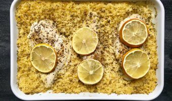 Lemon Orzo Chicken Bake is a one-dish meal full of bright lemon flavor and created with standard pantry staples you are sure to have on hand.