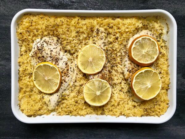 Lemon Orzo Chicken Bake is a one-dish meal full of bright lemon flavor and created with standard pantry staples you are sure to have on hand.
