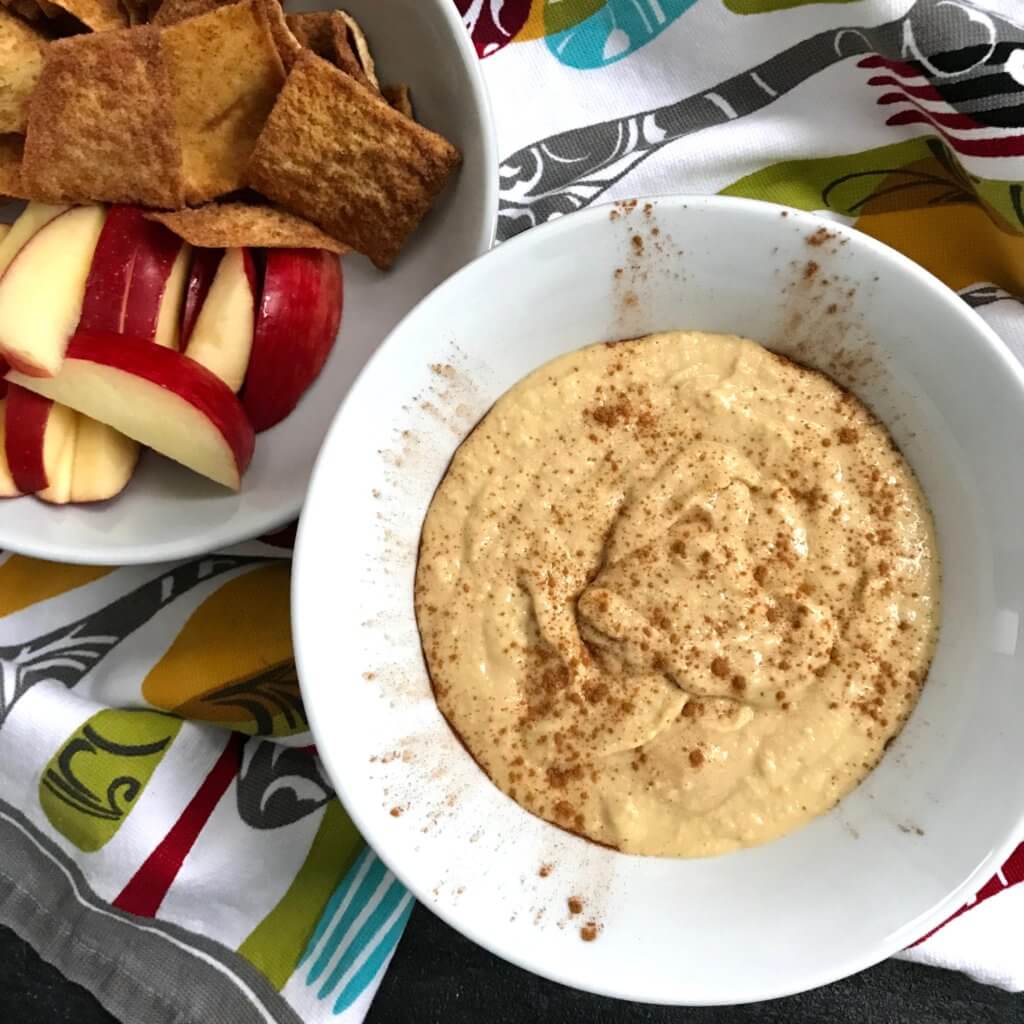 Apple Butter Hummus is a sweet and savory dip perfect for an after-school snack, lunchbox treat, or a spread for any event needing a quick and delicious appetizer. 