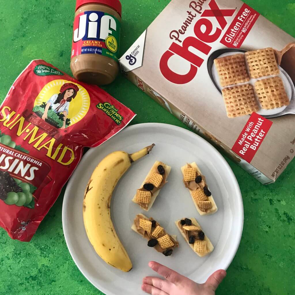 IMG_8317 - Mom to Mom Nutrition Peanut Butter Banana Cereal Bites combine sweet, savory, and crunch! All you need is a few staple peanut butter ingredients and your favorite cereal to enjoy this kid-friendly treat.